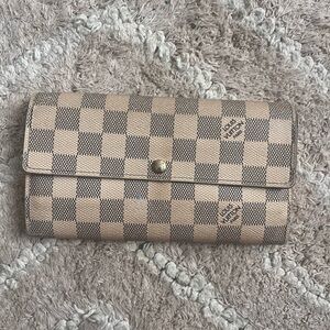 Louis Vuitton Damier Azur Checkered Wallet in Beige and Brown